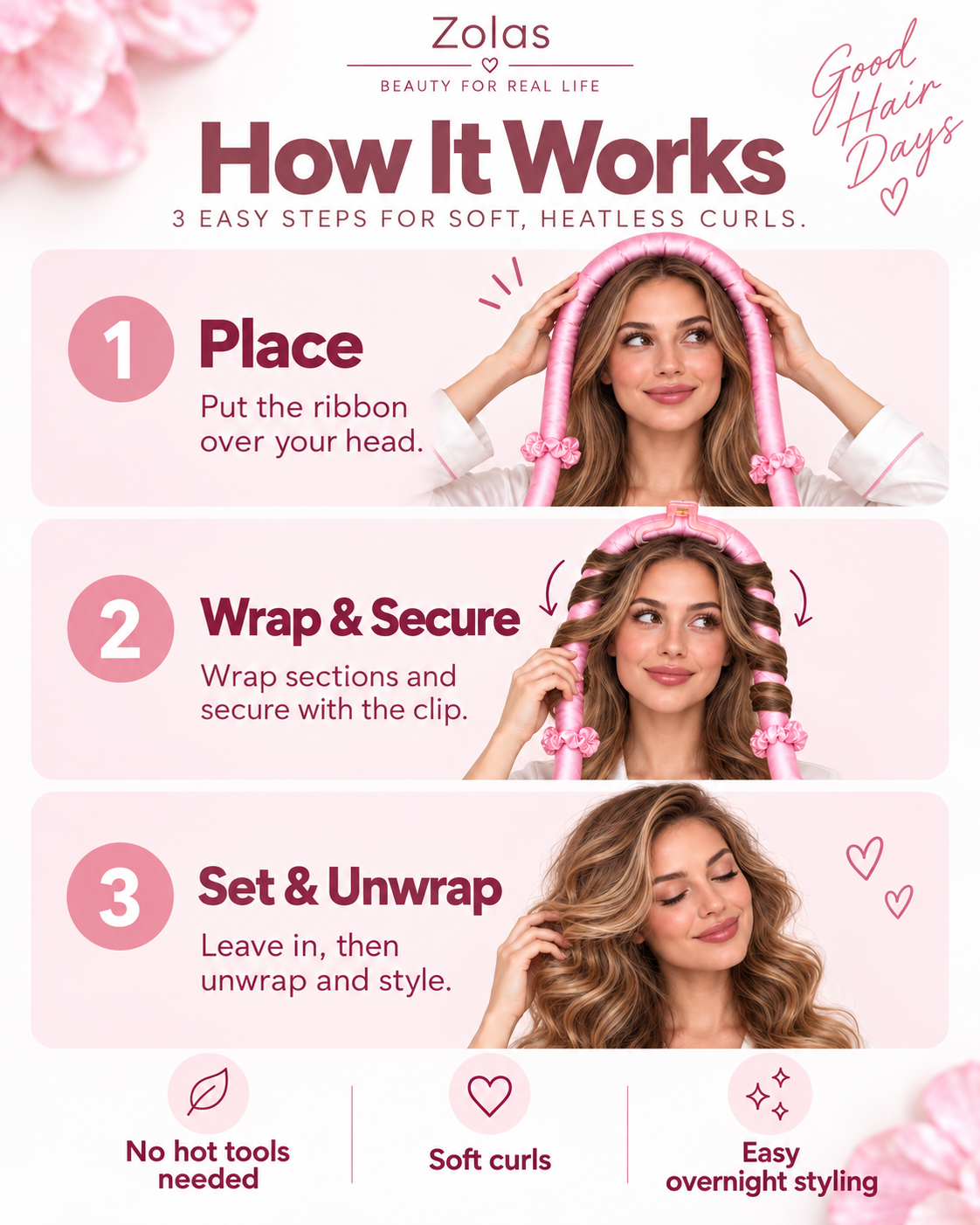 How to use the Zolas heatless curling set in three simple steps